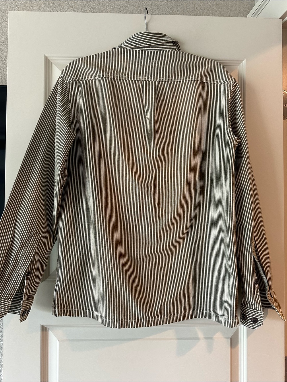 Patagonia Striped Button-Up Work Shirt Jacket in brown and white - Picture 6 of 8